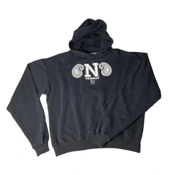 NAHMIAS - Collegiate Hoodie - Large- Black - 100% Cotton - Designer Streetwear